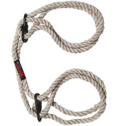Kink - Hogtied - Bind & Tie - 6mm Hemp Wrist or Ankle Cuffs - Natural by Doc Johnson