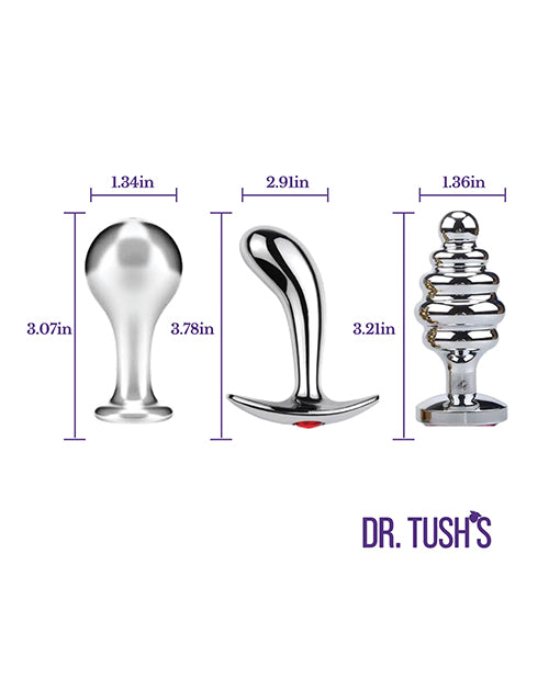 Dr. Tush's Tools of Temptation Medium Anal Plug Set - Metal by Dr. Tush's