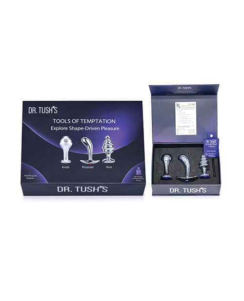 Dr. Tush's Tools of Temptation Medium Anal Plug Set - Metal by Dr. Tush's