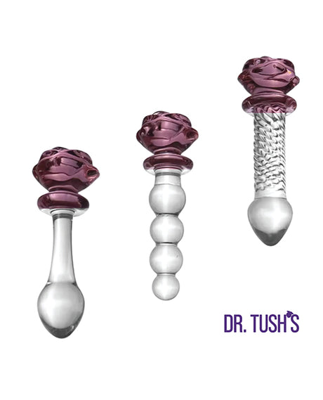 Dr. Tush's Sacred Glass Rose Collection Anal Plug Set - Glass by Dr. Tush's