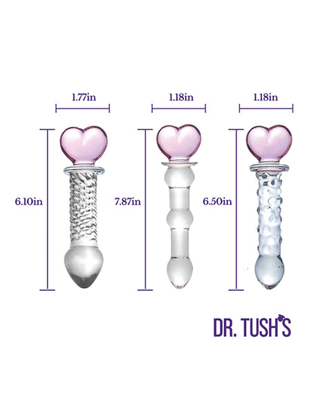 Dr. Tush's Hearts of Pleasure Collection Anal Plug Set - Glass by Dr. Tush's