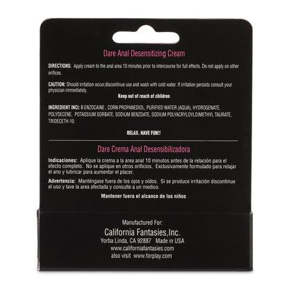 Dare - Anal Desensitizing Cream - 0.5 Oz. by California Fantasies