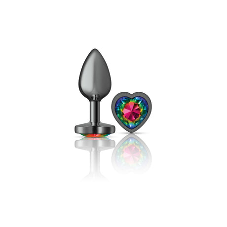 Viben Rainbow Heart Gem Metal Anal Plug — Small Gunmetal - VB-CC9132