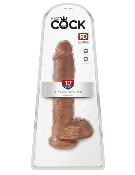 Pipedream King Cock 10 Inch Dildo with Balls — Tan - PD5509-22