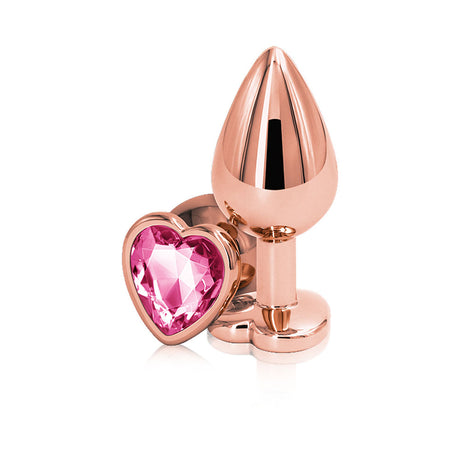nsnovelties Rear Assets Anal Plug — Medium, Rose Gold Heart Pink - NSN0963-24