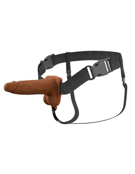 Pipedream Fantasy X-Tensions Elite 6" Vibrating Hollow Strap-On - Brown - PD4170-29