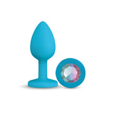 Gemma Clear Iridescent Gem Teal Silicone Plug - L