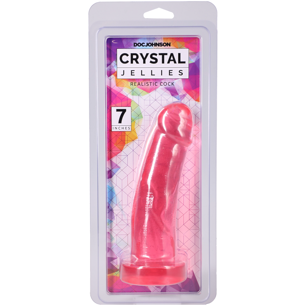 Doc Johnson Crystal Jellies Realistic Dildo — 7 in Pink - DJ0288-43-CD