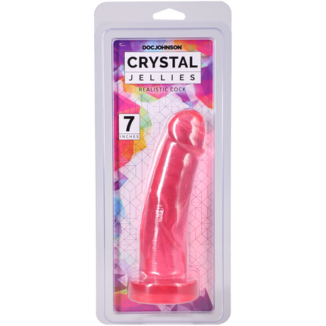 Doc Johnson Crystal Jellies Realistic Dildo — 7 in Pink - DJ0288-43-CD