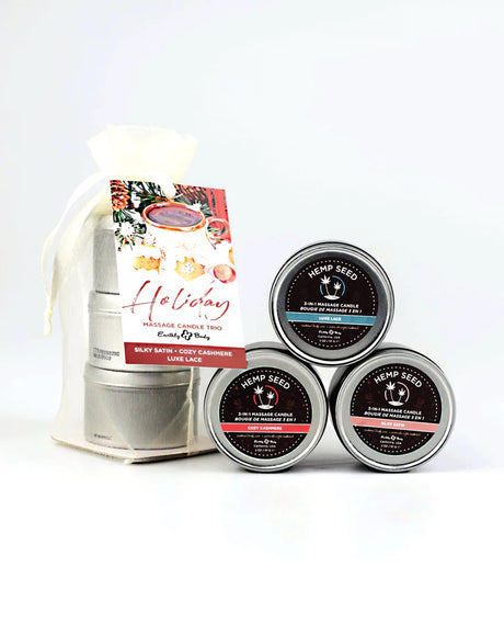 Earthly Body Hemp Seed Holiday Candle Trio — 2 oz Tins - EB-HSCH222T