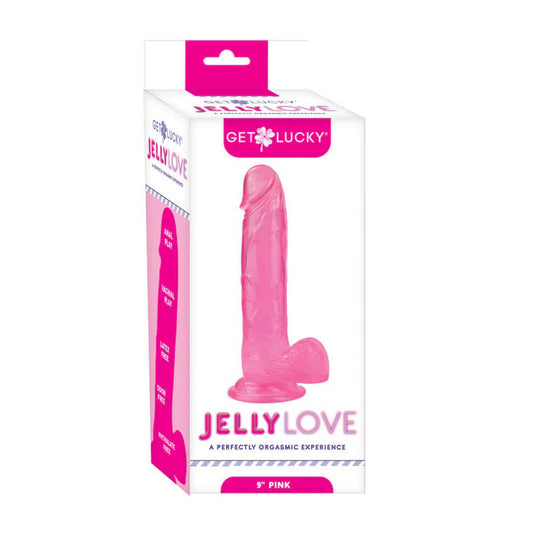Viben Get Lucky Jelly Love 9" Curved Dildo — Pink - VB-GL-4431
