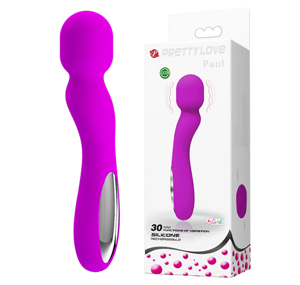 Pretty Love Paul USB Rechargeable Wand Vibrator — Fuchsia - BI-014313