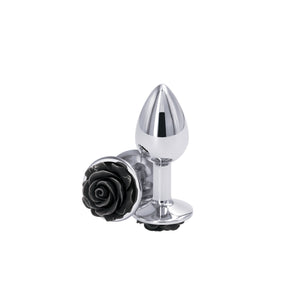 nsnovelties Rear Assets Rose Small Anal Plug — Black, Aluminum - NSN-0965-13