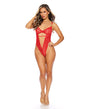 Gold Rings Feather Lace Underwire Teddy - Red S/M by Escante