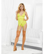Neons Bustier w/Nude Hose & G-String Neon Lime LG by Escante