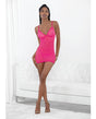 Neon Honeycomb Chemise w/Strappy Back & G-String Neon Pink XL by Escante