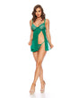 Sultry Emerald Floral Lace and Mesh Babydoll w/Underwire Cup & G-string 2 pc Set - Green LG by Escante