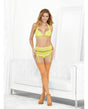 Neons Halter Bra, Gartini & Hose Neon Lime SM by Escante