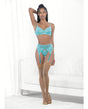 Lace & Mesh Underwire Bra, Garterbelt & G-String Malibu Blue MD by Escante