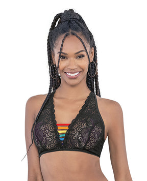 Pride Lace Rainbow Strappy Top Black O/S by Escante