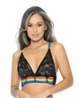 Pride Lace Rainbow Strappy Halter Top Black O/S by Escante