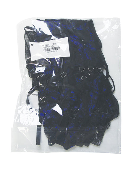 Escante Twilight Zone Lace & Mesh Short Babydoll 2pc Set — Medium Black/Blue