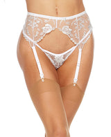 Evelyn Lace Garter Belt - White 1X/2X by Escante