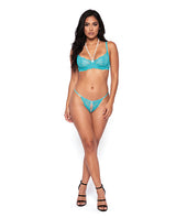 Pearl Obsession Lace Bra & Pearl Crotch Panty 2 pc Set - Frosted Mint MD by Escante
