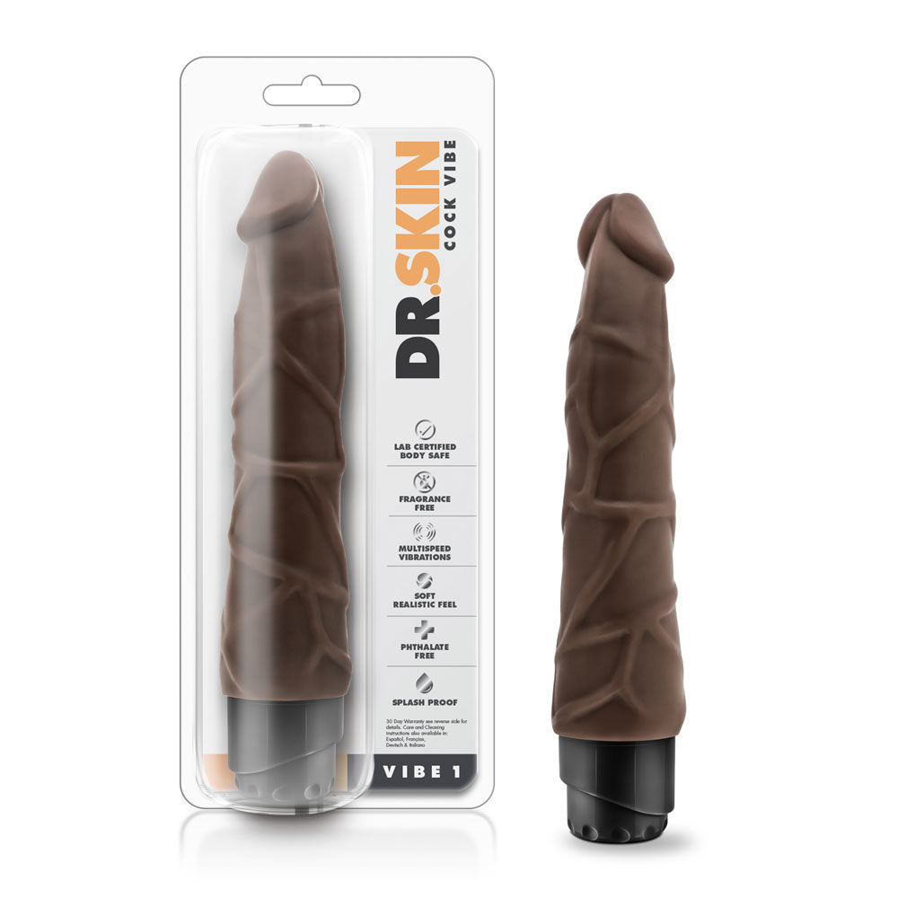 Dr. Skin - Cock Vibe 1 - 9 Inch Vibrating Cock - Chocolate by Blush