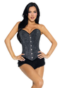 Leg Avenue Glitter Boned Corset with Busk & Lace-Up Back — Black, Small - LA-87398BLKSM
