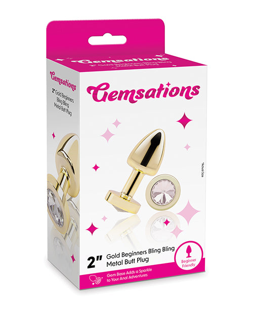 Gemsations 2" Beginners Bling Bling Metal Butt Plug - Gold by Gemsations