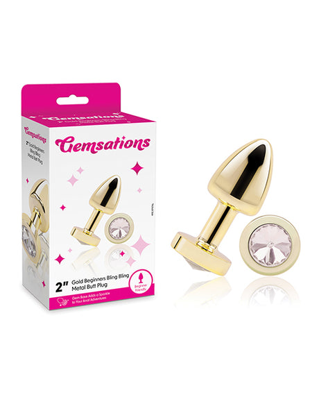 Gemsations Metal Butt Plug — Bling Bling Gold, 2.04 in