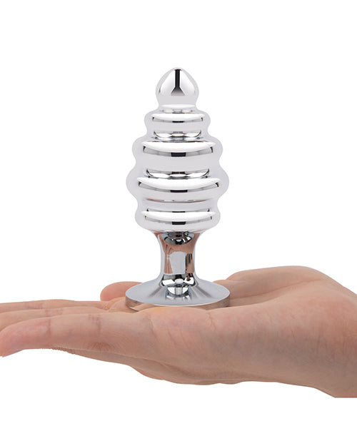 Gemsations 3 pc 2.95" & 3.25" & 3.7" Ripple Bling Bling Metal Butt Plug Training Set - Silver by Gemsations
