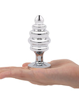 Gemsations 3 pc 2.95" & 3.25" & 3.7" Ripple Bling Bling Metal Butt Plug Training Set - Silver by Gemsations