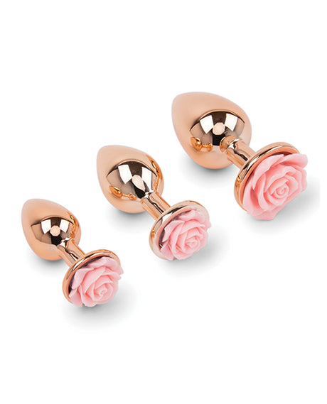 Gemsations 3‑Piece Rose Metal Anal Training Set — 2.75", 3.15", 3.7"