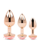 Gemsations 3‑Piece Rose Metal Anal Training Set — 2.75", 3.15", 3.7"