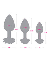 Gemsations 3‑Piece Rose Metal Anal Training Set — 2.75", 3.15", 3.7"