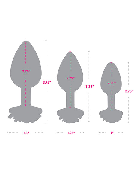 Gemsations 3‑Piece Rose Metal Anal Training Set — 2.75", 3.15", 3.7"