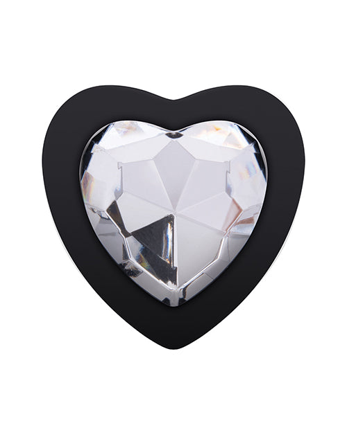 Gemsations 3pc Silicone Heart Butt Plug Training Set — 2.75, 3.15 & 3.7 in, Black