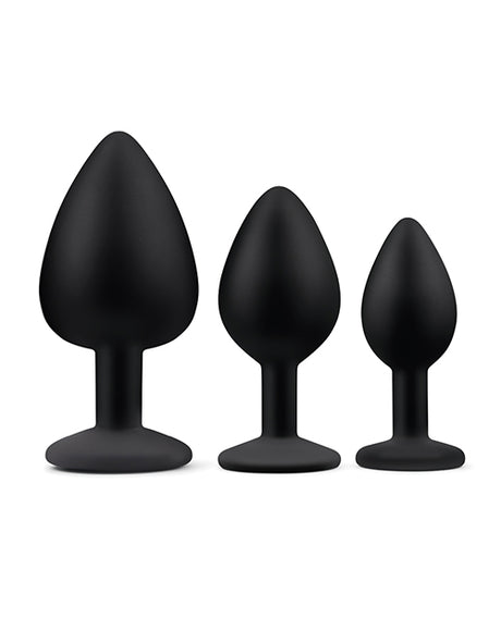 Gemsations 3-Piece Silicone Anal Training Plugs — Black (2.75", 3.15", 3.7")