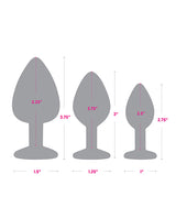 Gemsations 3-Piece Silicone Anal Training Plugs — Black (2.75", 3.15", 3.7")