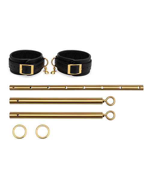Lux Fetish Solid Gold Expandable Spreader Bar Set w/Detachable Leatherette Cuffs by Lux Fetish