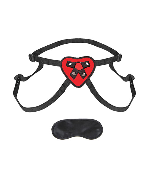 Lux Fetish Red Heart Strap On Harness Set by Lux Fetish