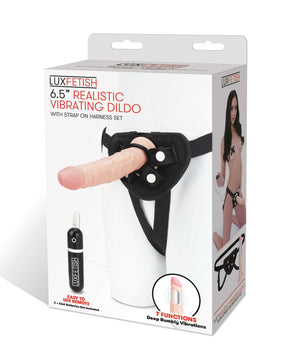 Lux Fetish 6.5" Realistic Vibrating Dildo w/Strap On Harness Set by Lux