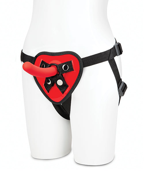 Lux Fetish 5" Dildo w/Red Heart Strap On Harness Set by Lux Fetish