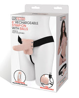 Lux Fetish 6" Rechargeable Strap On w/Balls - Ivory by Lux