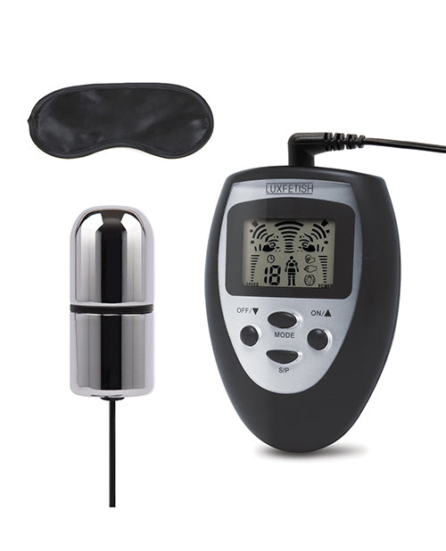 Lux Fetish Electro-Sex Shock Bullet with Remote and Satin Blindfold