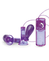 Lux Fetish Vibrating Nipple Suckers with Wired Remote — Purple