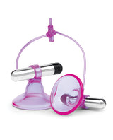 Lux Fetish Vibrating Nipple Suckers with Quick-Release, Pink/Purple