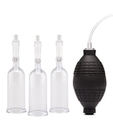 Lux Fetish Nipple Suckers w/Clitoral Pump - Clear/Black by Lux Fetish